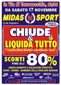 MIDAS SPORT VENDITA STRAORDINARIA A ROMA