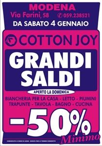 ORGANIZZAZIONE SALDI DI FINE STAGIONE COTTON JOY