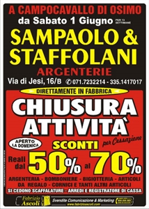 CHIUSURA ATTIVITA SAMPAOLO E STAFFOLANI