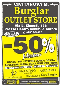 BURGLAR OUTLET STORE ORGANIZZAZIONE SALDI EVIDENZIATI