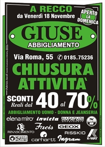 SVENDITA PER CHIUSURA ATTIVITA GIUSE ABBIGLIAMENTO