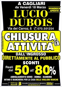 SVENDITA PER CHIUSURA ATTIVITA LUCIO DUBOIS SPA